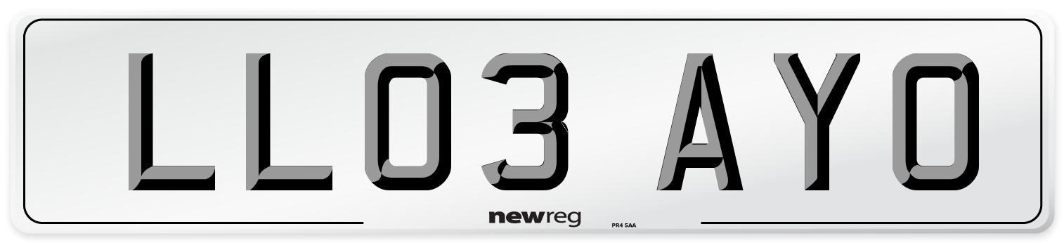 LL03 AYO Number Plate from New Reg